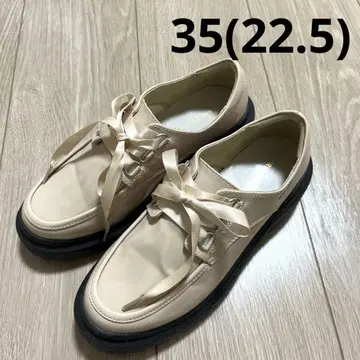 통굽 리본 레이스업 슈즈