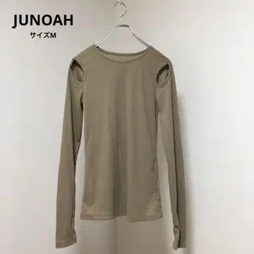 긴팔 티셔츠 JUNOAH/주노아 콜드숄더 손가락 구멍 롱T