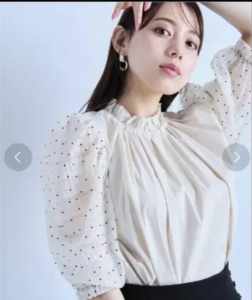 마이 스트라다 도트 슬리브 블라우스