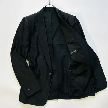 ATTACHMENT 테일러드 자켓 코튼 블랙 광택 혼기리하