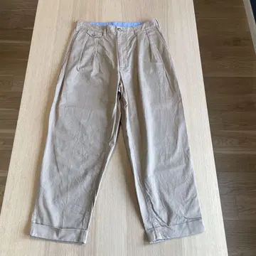 BEAMS 베이지 플리츠 치노 팬츠 M