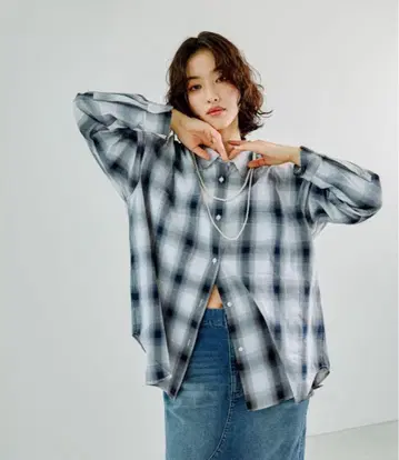 옴브레 체크 셔츠 LEPSIM 렙심 상의 셔츠 블라우스