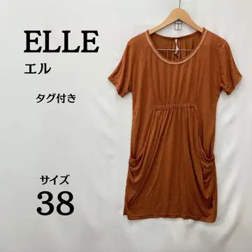 택 포함 새상품 엘르 ELLE 반팔 튜닉 사이즈 38 카멜