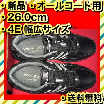 새상품 올 코트용 26.0cm 테니스화 4E 폭넓음 블랙
