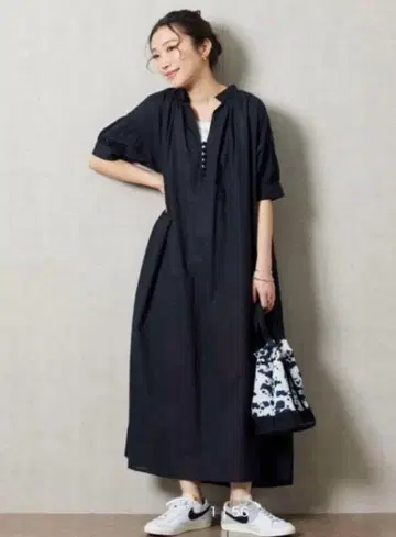 프릭스스토어 원피스 인도 끈 버튼 스키퍼 원피스