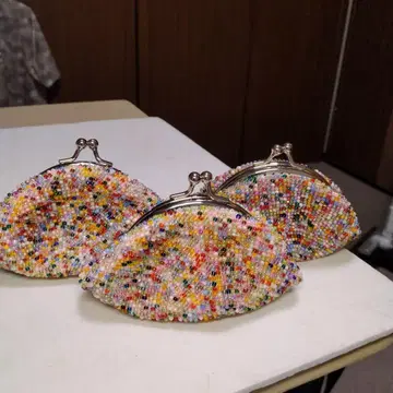 컬러풀 비즈 가마구치 파우치 3세트