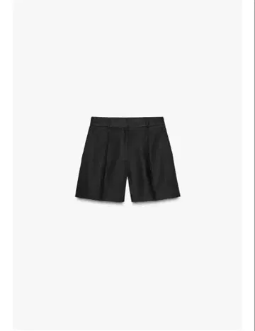 ZARA 린넨 하이웨스트 버뮤다 팬츠 블랙