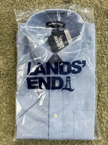 LANDS' END 랜즈엔드 반팔 버튼 다운 면 100% 입체 X 셔츠