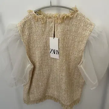 ZARA 시스루 소매 트위드 상의