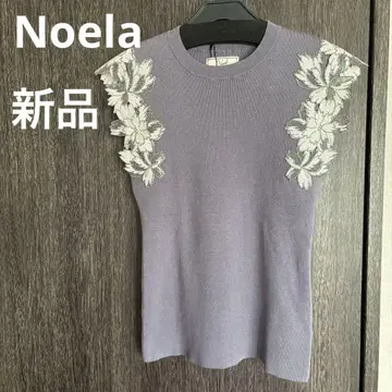 새상품! Noela 2024 반짝이 플라워 레이스 니트 퍼플