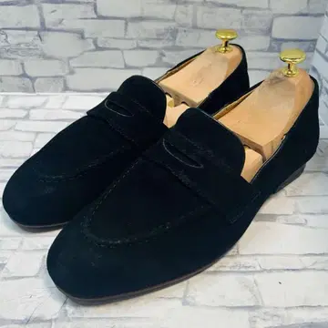 미사용급 MODELLO Madras 스웨이드 로퍼 블랙 25.5cm
