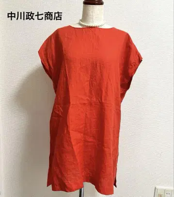 나카가와 마사시치 상점 린넨 썸머 튜닉 오렌지 일본제 린넨 100%