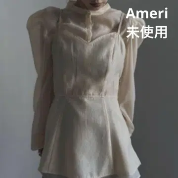 미사용 Ameri BUSTIER LAYERED SHEER SHIRT 완판