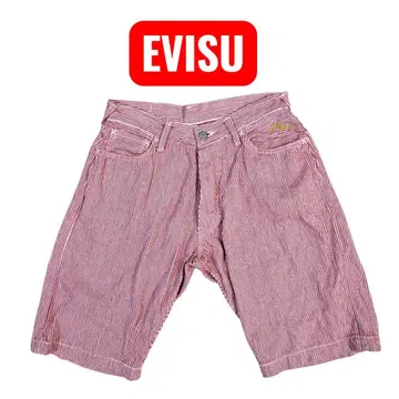 에비수 하프 팬츠 LOT2001 W32 EVISU 레드 스트라이프