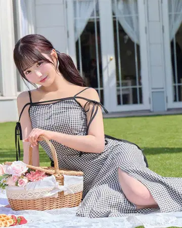 michellMacaron 사이드 컷 깅엄 체크 원피스