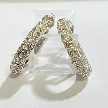 크리스탈 스톤 Silver925 파베 타입 후프 귀걸이