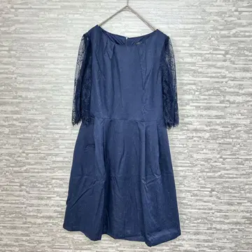 수이에이 레이스 소매 네이비 원피스 무릎 기장 포멀 파티 드레스