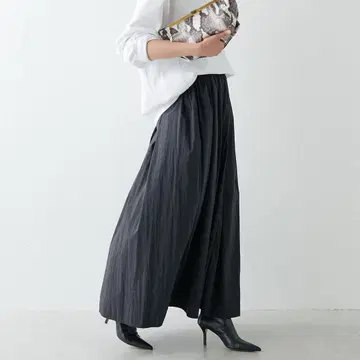 개럴개런트 나일론 타프타 셔링 롱 스커트 허리밴딩