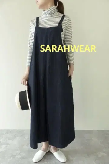 SARAHWEAR (사라웨어) 인디고 데님 멜빵 바지