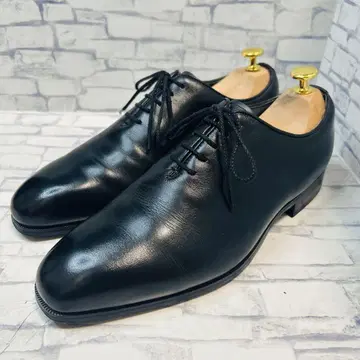 미사용급 MODELLO madras 홀 컷 가죽 신발 블랙 24.5cm