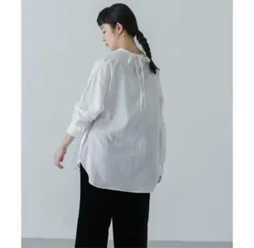 카구레 코튼 실크 백리본 블라우스