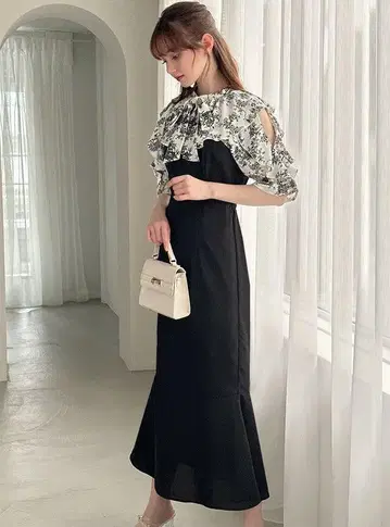 새상품 그레일 트와르 드 주이 보타이 프릴 리본 도킹 원피스