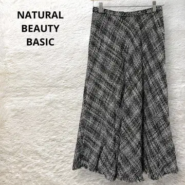 NATURAL BEAUTY BASIC 롱 플레어 스커트 믹스 트위드
