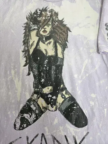 [ 레어 ] 돔 라벨 SKANK 데미지 가공 티셔츠 S 핀업걸