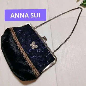 ANNA SUI 손잡이 체인 가마구치 자수 레이스 파티 미니 Bag