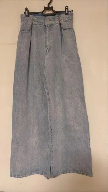 chico 하트 프린트 와이드 데님 팬츠