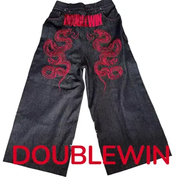 CRIMSON BAGGY DENIM PANTS 드래곤 자수 와이드 데님