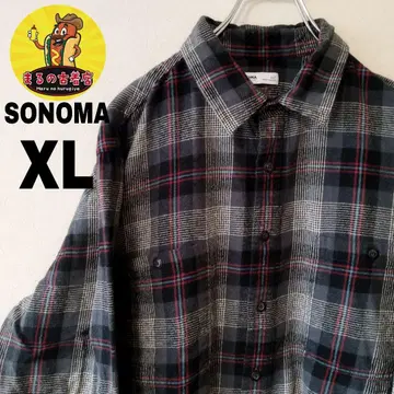 USA 구제 의류 SONOMA 플란넬 셔츠 XL 블랙 그레이 체크
