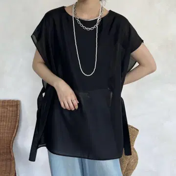 Dou Dou 블라우스 셔츠 시어 레이어드 상의 여성용