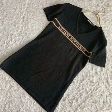 ARMANI EXCHANGE 로고 니트 블랙 XS V넥 고급