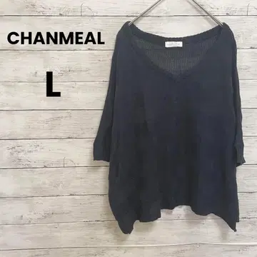 [ CHANMEAL ] 티셔츠 니트 (L) 돌먼 네이비 스트라이프