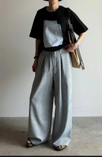 ARULLE 스트라이프 이지 팬츠 리본 포함