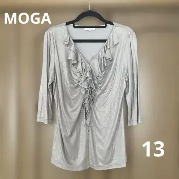 MOGA 실버 프릴 V넥 샤