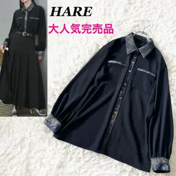 HARE 라메 아트 자카드 절개 셔츠