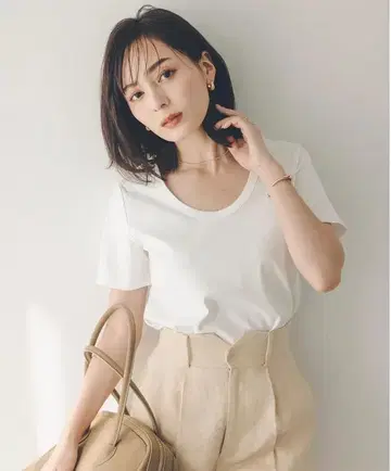 anuans 아뉴앙스 실크 터치 티셔츠 S 화이트 새상품급