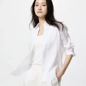 [미사용 새상품] 유니클로 프리미엄 린넨 셔츠 화이트 XL