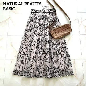NATURAL BEAUTY BASIC 꽃무늬 오간자 스커트 M