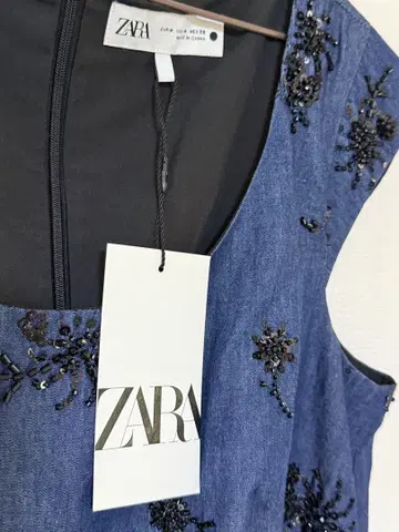 ZARA 미사용 새상품 데님 블루 원피스