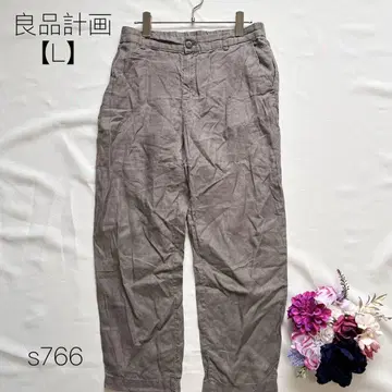 무인양품 린넨 100% 린넨 팬츠 빅 사이즈 산뜻한 밴딩 [LL]