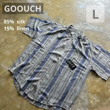 GOOUCH 구치 데드스탁 실크 린넨 그레이 반팔 셔츠 L