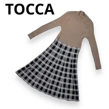 TOCCA 토카 원피스 긴팔 무릎 기장 베이지 / 블랙 XS