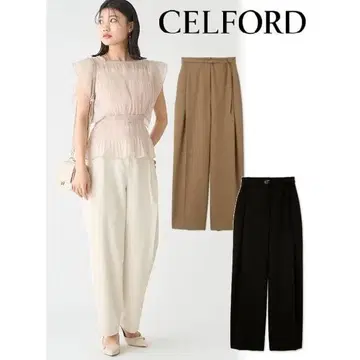 CELFORD BLACK 슬랙스 테이퍼드 팬츠 36