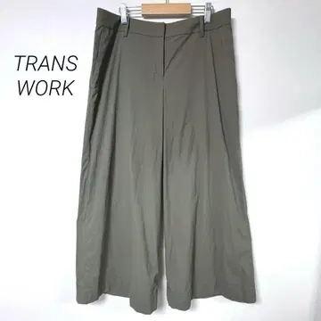 TRANS WORK 올리브 그린 가우초 팬츠 40 얇은 소재 여름