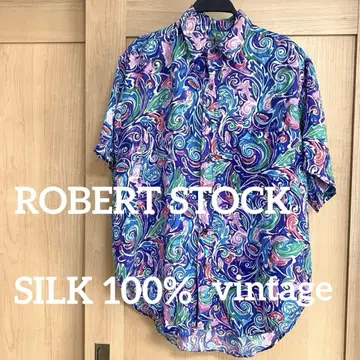 ROBERT STOCK 실크 총 알로하 셔츠 페이즐리 빈티지 M
