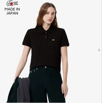LACOSTE 코튼 100% 피케 셔츠 (반팔) 블랙 사이즈 34