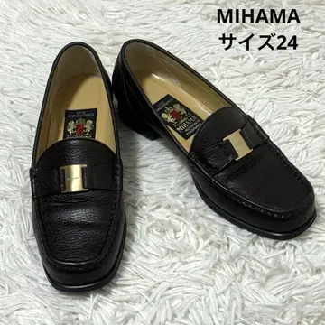 MIHAMA 미하마 사이즈 24 로퍼 금장 장식 로고 고급스러움 세련됨